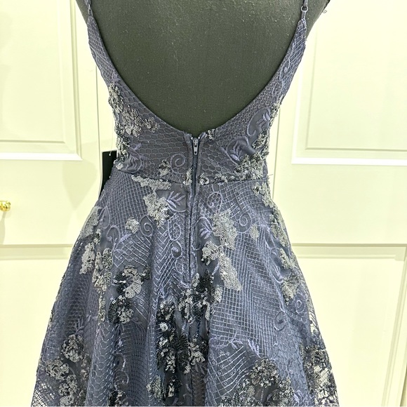 NWT City Vibe Lace-Sequin-Embroidered Mesh Overlay Fit-And-Flare Party Dress - Picture 6 of 15